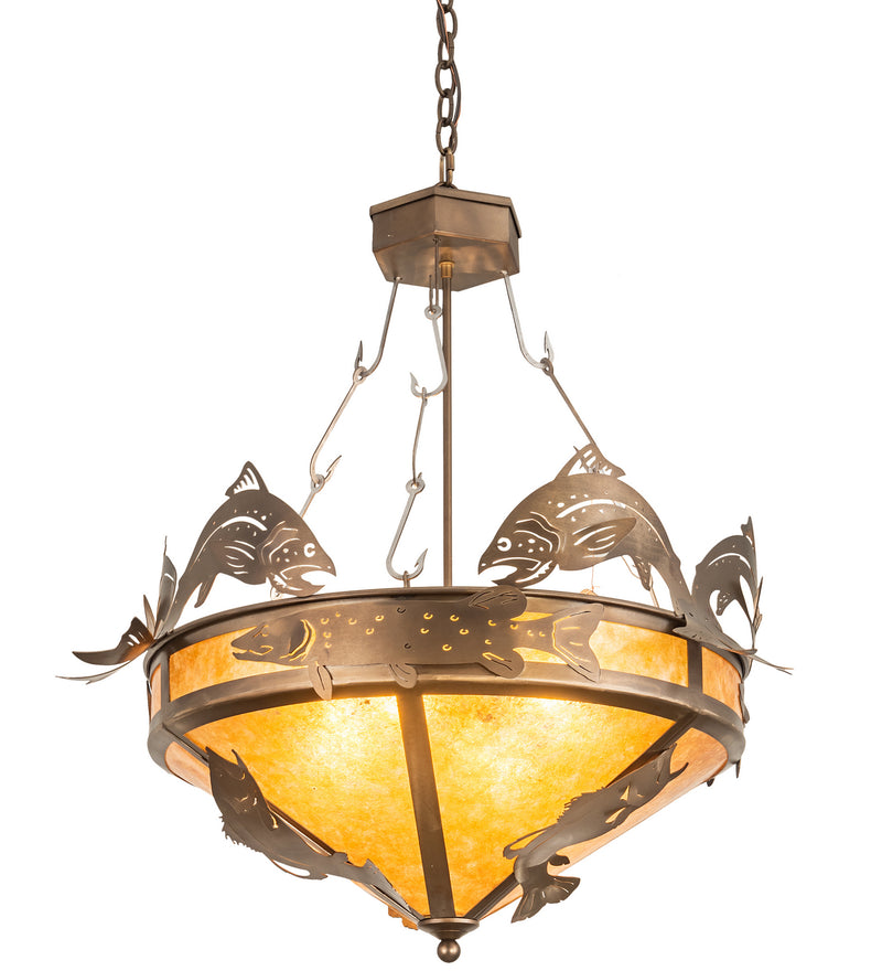 Meyda Tiffany 32356 Four Light Inverted Pendant, Antique Copper