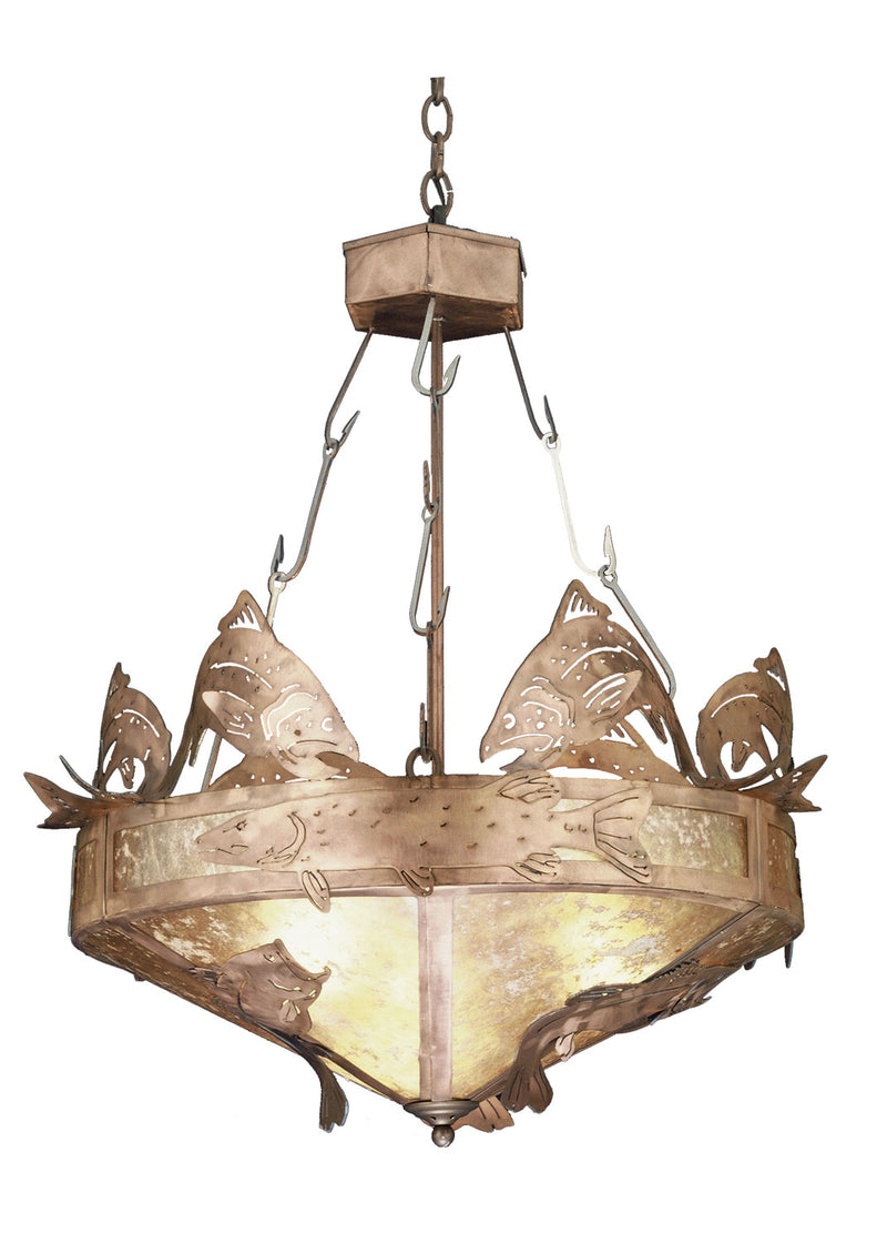 Meyda Tiffany 32124 Four Light Inverted Pendant, Antique Copper