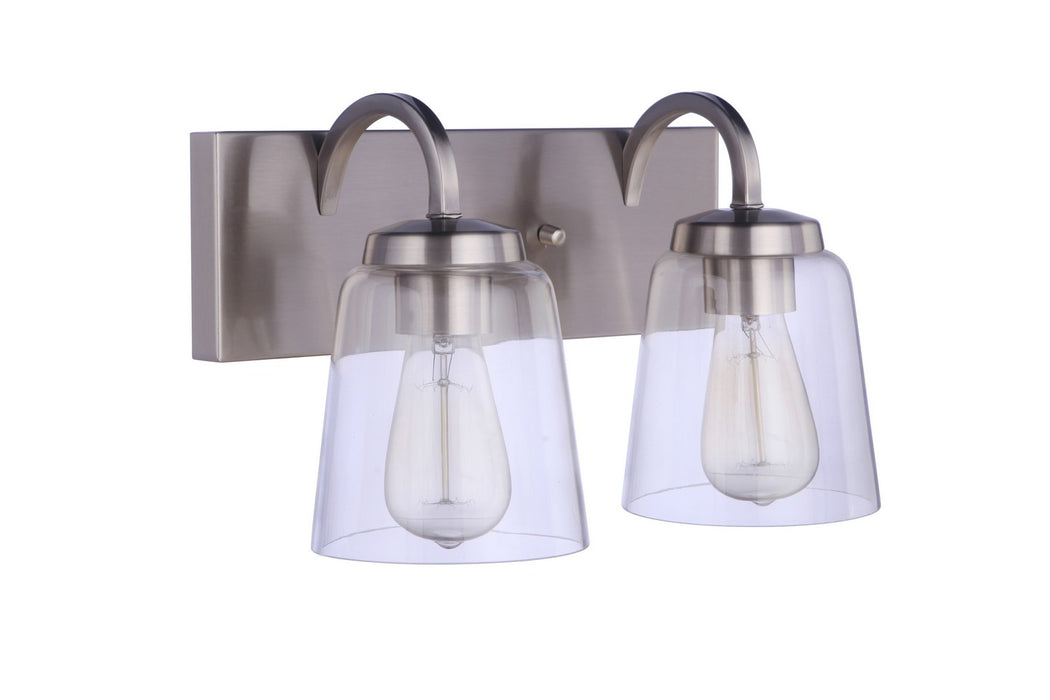 Craftmade 16314BNK2 Two Light Vanity, Brushed Polished Nickel