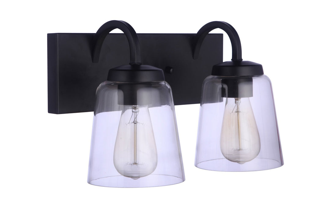 Craftmade 16314FB2 Two Light Vanity, Flat Black
