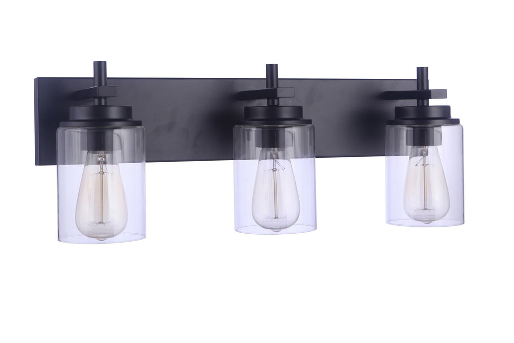 Craftmade 17423FB3 Three Light Vanity, Flat Black