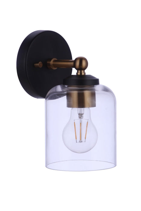 Craftmade 18705FBSB1 One Light Wall Sconce, Flat Black/Satin Brass