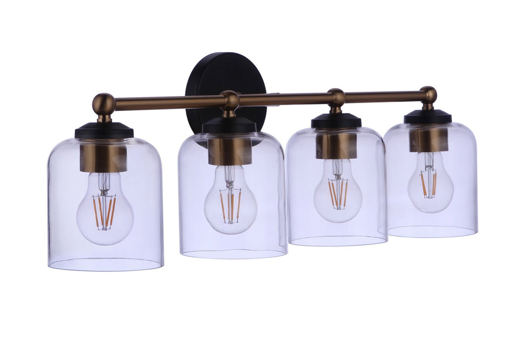 Craftmade 18726FBSB4 Four Light Vanity, Flat Black/Satin Brass