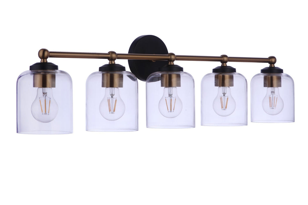 Craftmade 18733FBSB5 Five Light Vanity, Flat Black/Satin Brass
