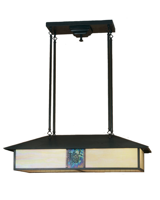Meyda Tiffany 56401 Four Light Oblong Pendant, Craftsman Brown