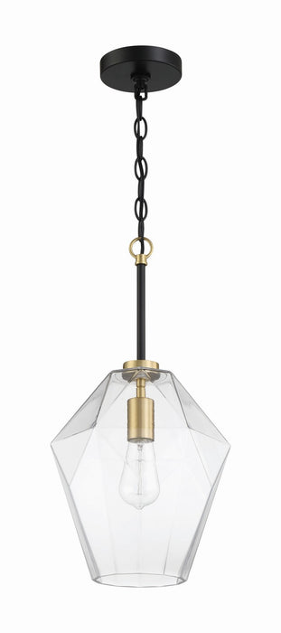 Craftmade 56992-FBSB One Light Pendant, Flat Black/Satin Brass