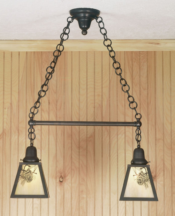 Meyda Tiffany 52206 Two Light Island Pendant, Craftsman Brown