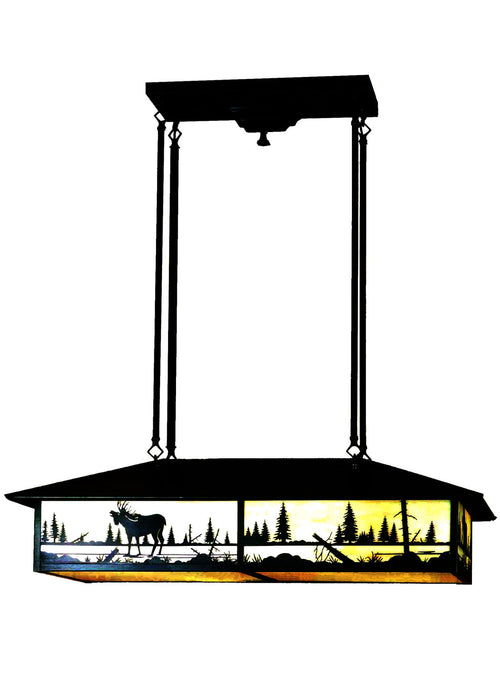 Meyda Tiffany 56403 Four Light Oblong Pendant, Antique Copper