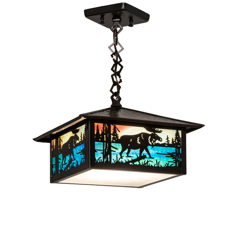 Meyda Tiffany 27885 One Light Pendant, Craftsman Brown On Brass