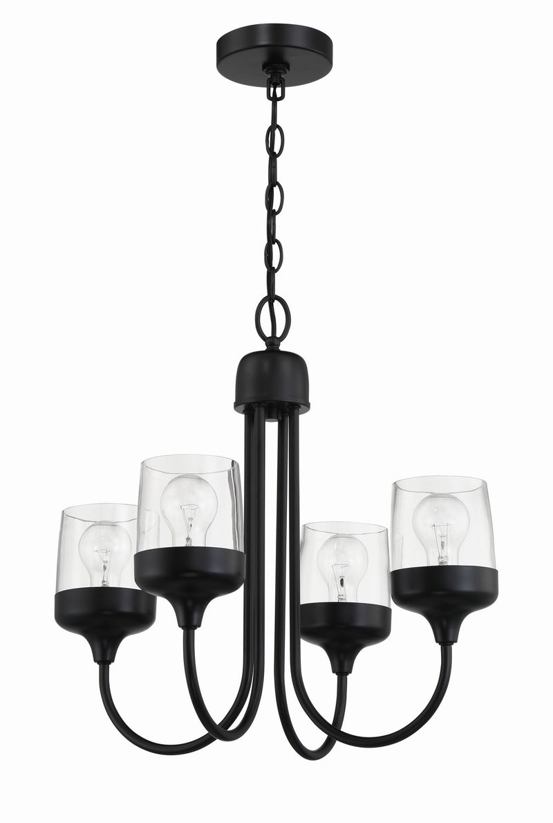 Craftmade 58124-FB Four Light Chandelier, Flat Black