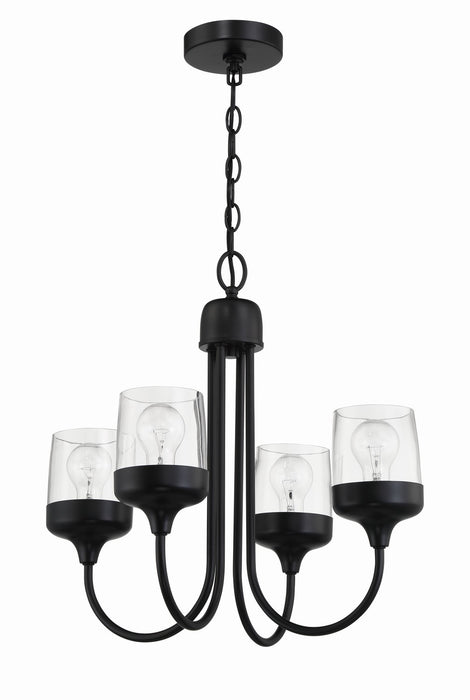 Craftmade 58124-FB Four Light Chandelier, Flat Black