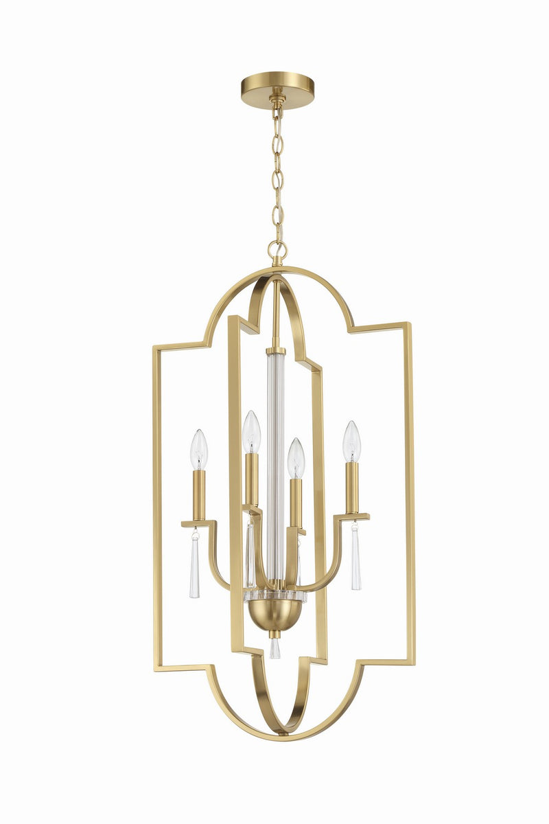Craftmade 58234-SB Four Light Foyer Pendant, Satin Brass