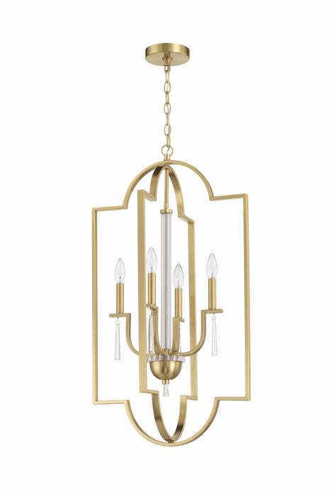 Craftmade 58234-SB Four Light Foyer Pendant, Satin Brass