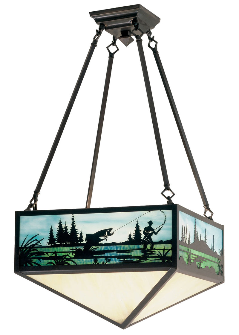 Meyda Tiffany 38682 Three Light Semi-Flushmount, Craftsman Brown