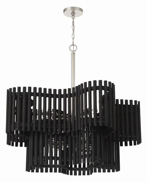 Craftmade 58410-PLNBWN Ten Light Chandelier, Polished Nickel/Black Walnut