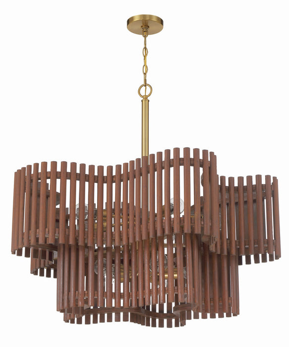 Craftmade 58410-SBWAL Ten Light Chandelier, Satin Brass/Walnut