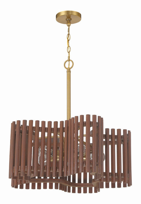 Craftmade 58425-SBWAL Five Light Chandelier, Satin Brass/Walnut