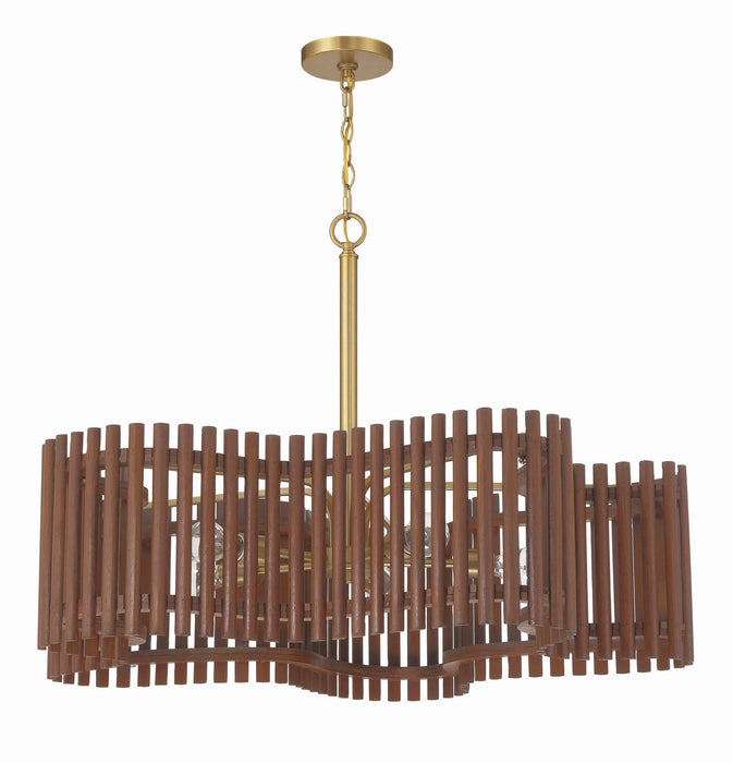 Craftmade 58426-SBWAL Five Light Chandelier, Satin Brass/Walnut