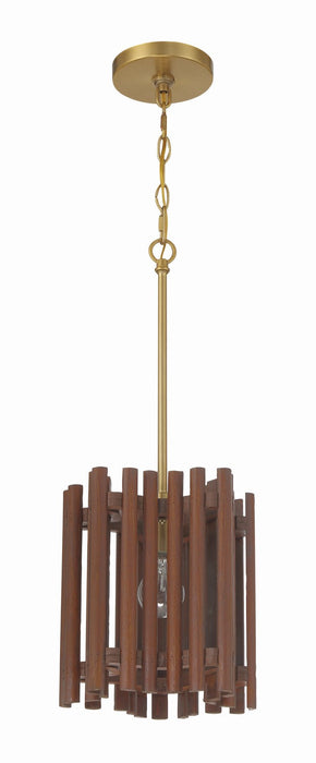 Craftmade 58491-SBWAL One Light Pendant, Satin Brass/Walnut