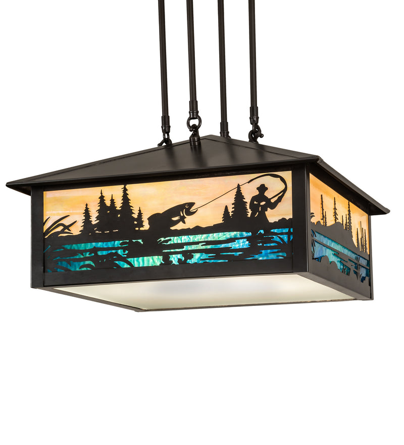 Meyda Tiffany 38683 Three Light Pendant, Craftsman Brown