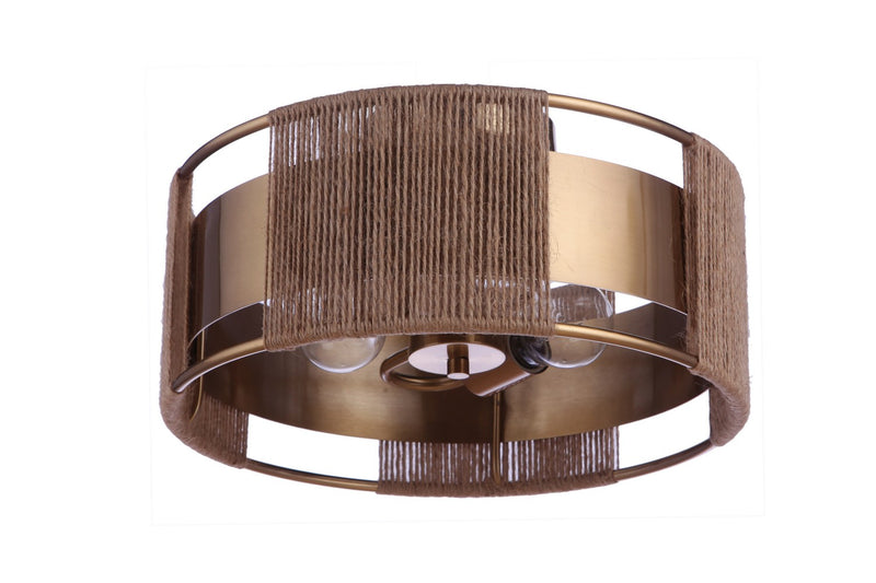 Craftmade 59052-SB Two Light Semi Flush Mount, Satin Brass