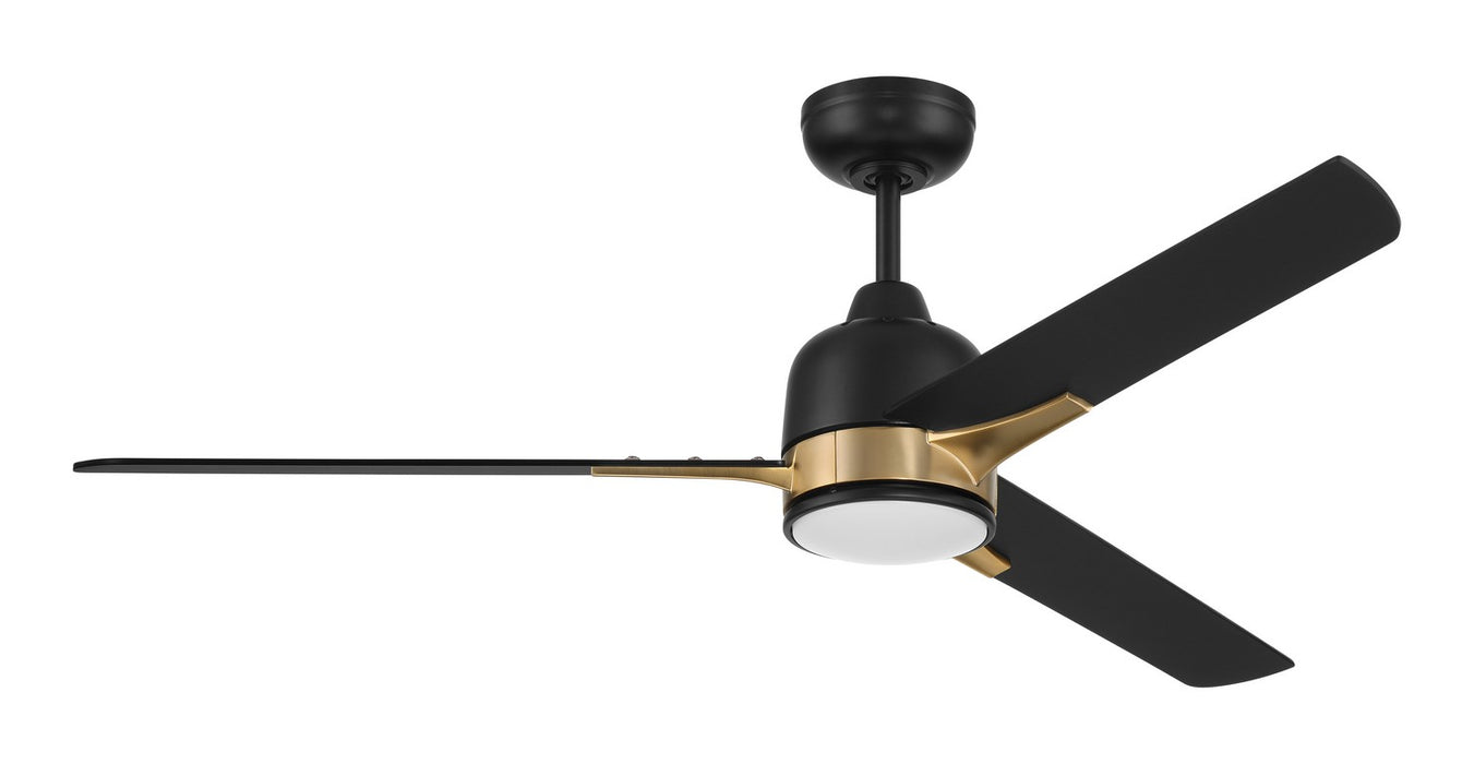 Craftmade FUL52FBSB3 52"Ceiling Fan, Flat Black/Satin Brass
