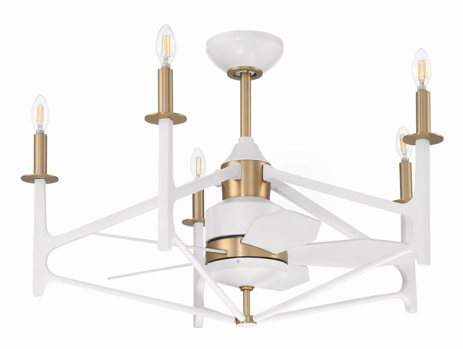 Craftmade RSV32WSB5 24"Ceiling Fan, White/Satin Brass