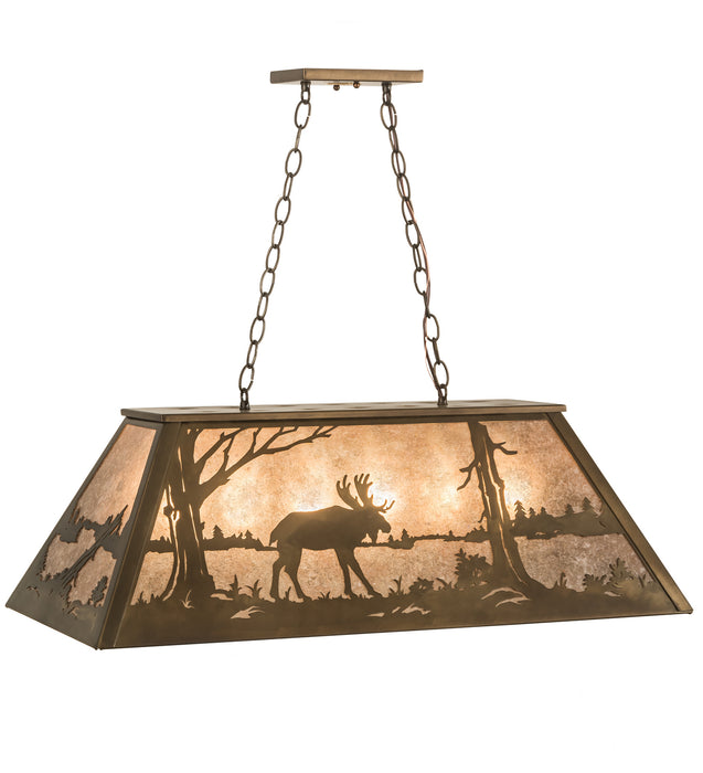 Meyda Tiffany 28529 Six Light Oblong Pendant, Antique Copper