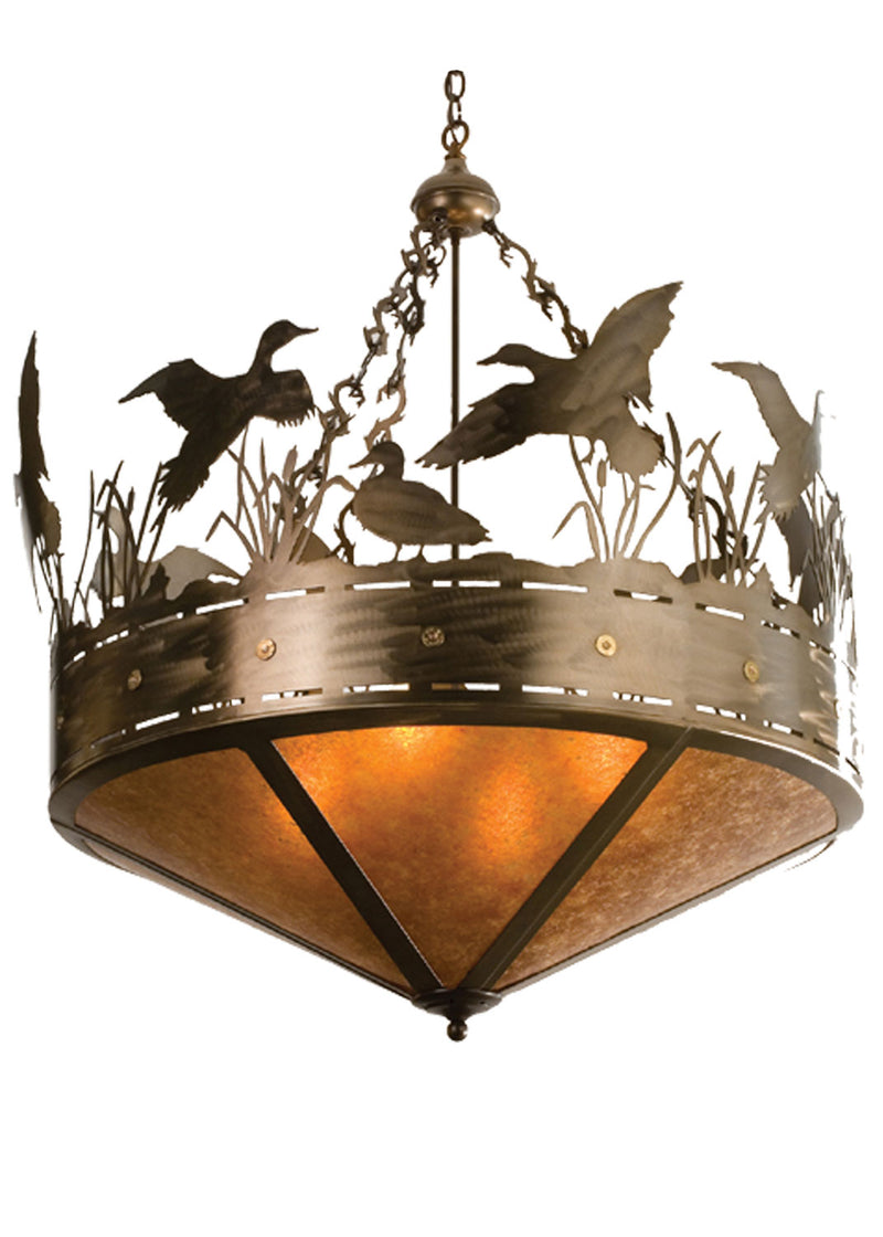 Meyda Tiffany 32133 Four Light Inverted Pendant, Antique Copper