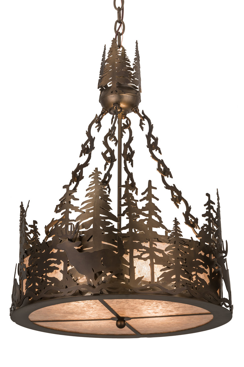 Meyda Tiffany 32127 Four Light Inverted Pendant, Antique Copper