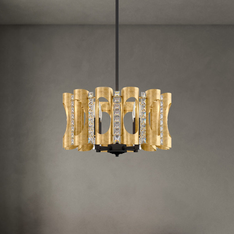 Schonbek MR1004N-48O Four Light Pendant, Antique Silver