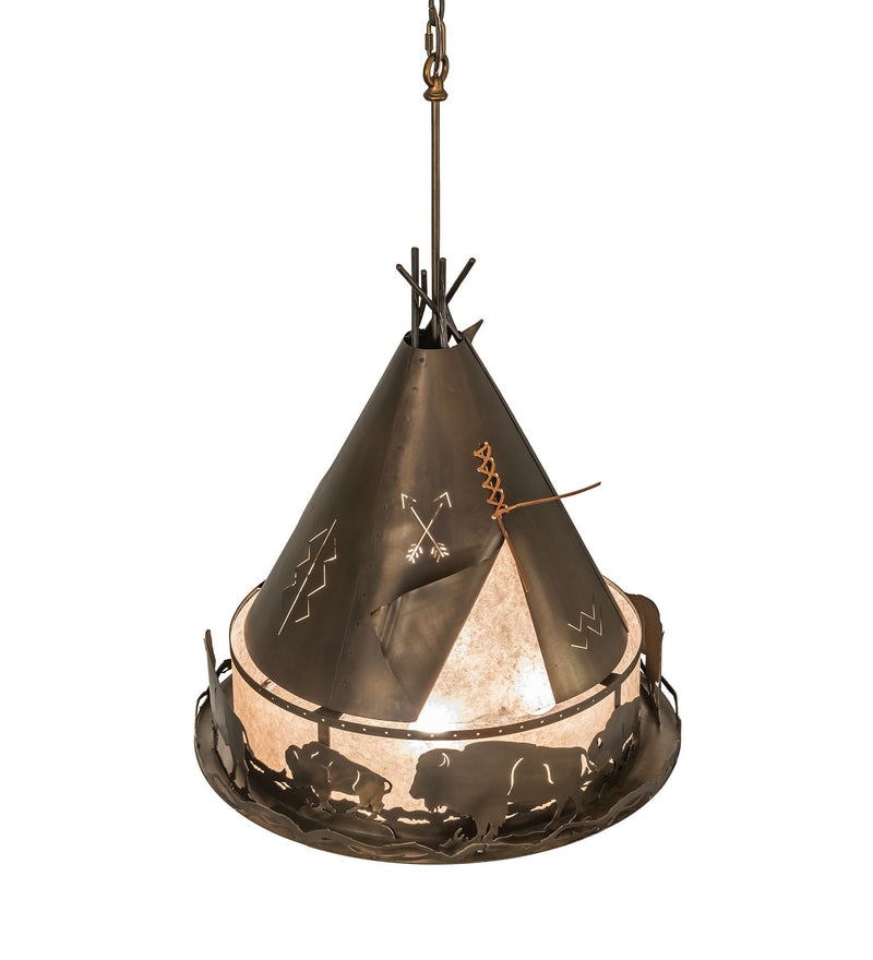 Meyda Tiffany 32120 Four Light Pendant, Antique Copper