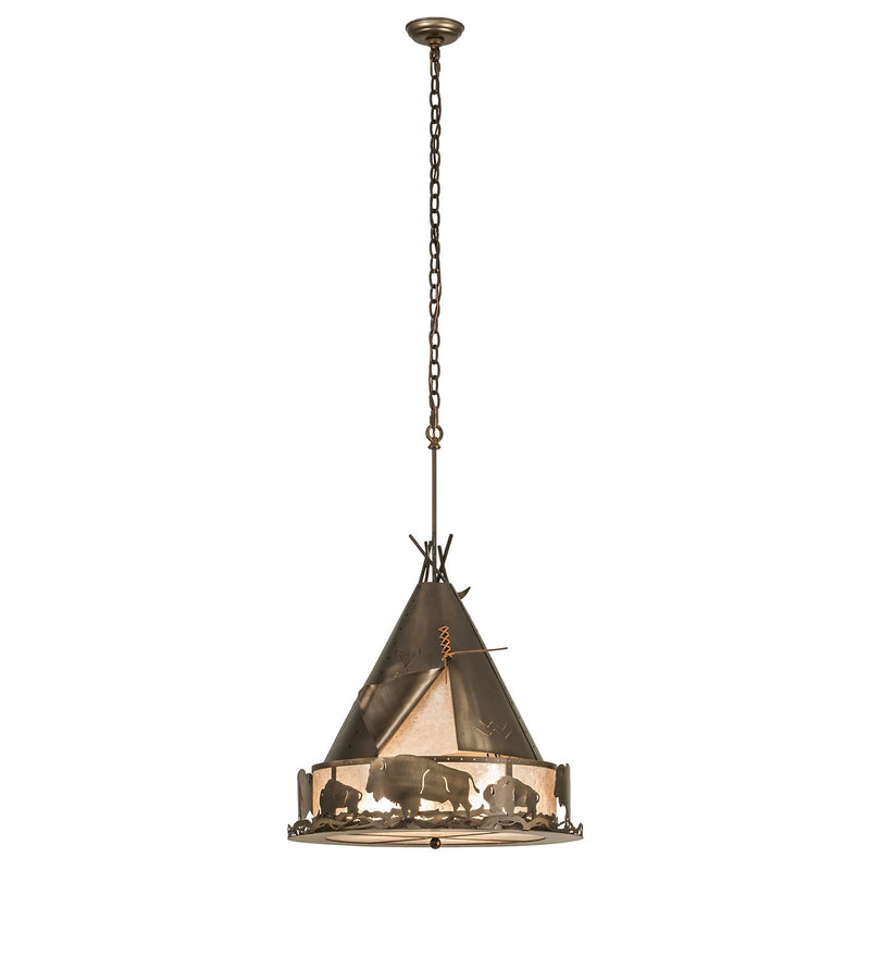 Meyda Tiffany 32120 Four Light Pendant, Antique Copper