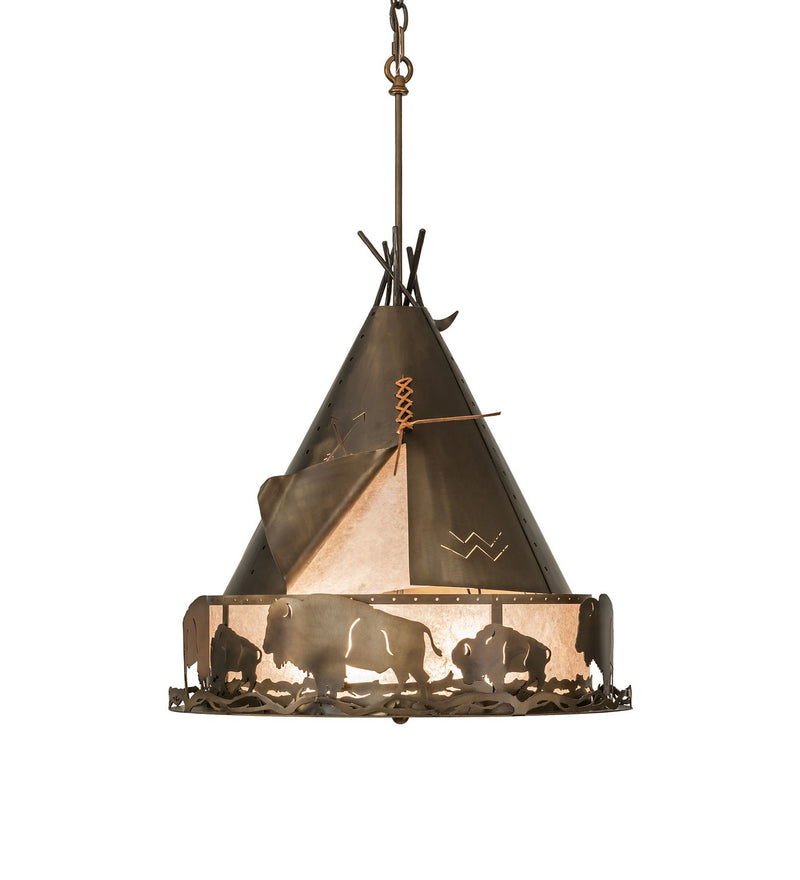 Meyda Tiffany 32120 Four Light Pendant, Antique Copper