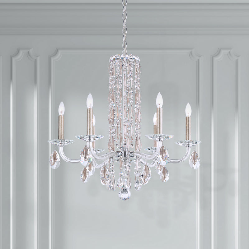 Schonbek RS83061N-48R Six Light Chandelier, Antique Silver