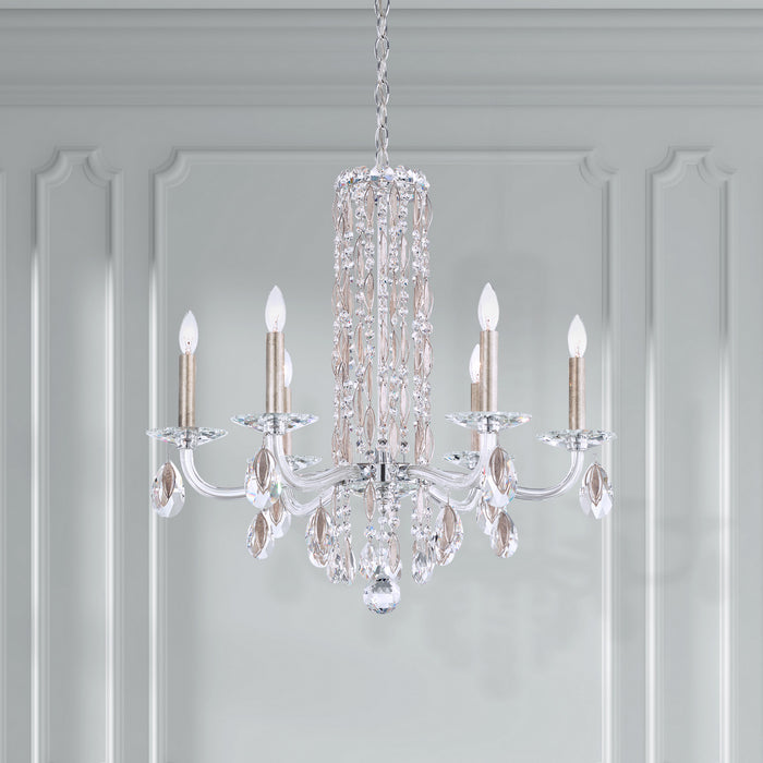 Schonbek RS83061N-48R Six Light Chandelier, Antique Silver