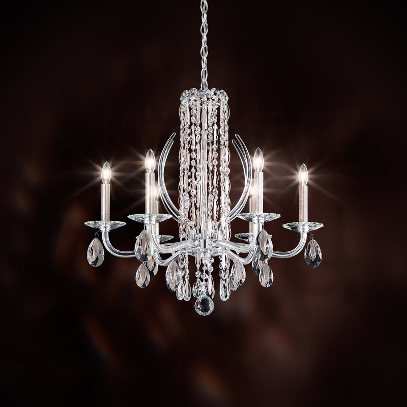 Schonbek RS8306N-401R Six Light Chandelier, Polished Stainless Steel