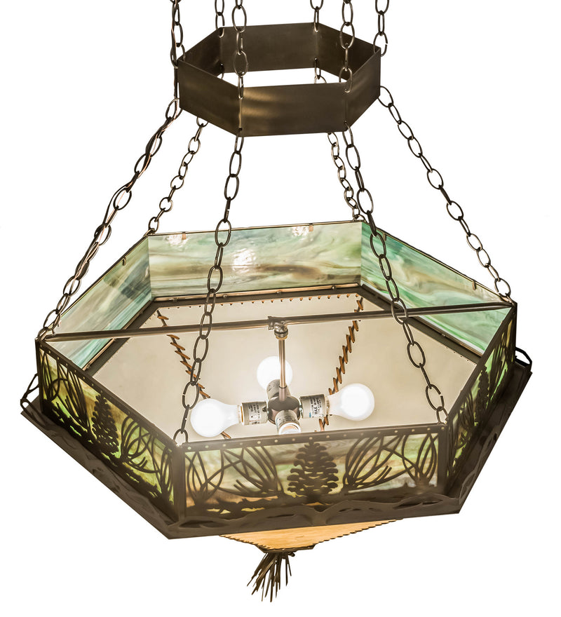 Meyda Tiffany 51211 Four Light Inverted Pendant, Antique Copper
