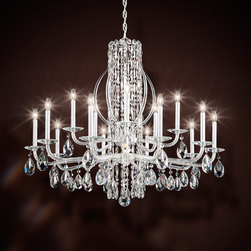 Schonbek RS8315N-48H 15 Light Chandelier, Antique Silver