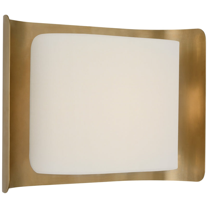 Visual Comfort Signature WS 2071HAB/L LED Wall Sconce, Hand-Rubbed Antique Brass and Linen