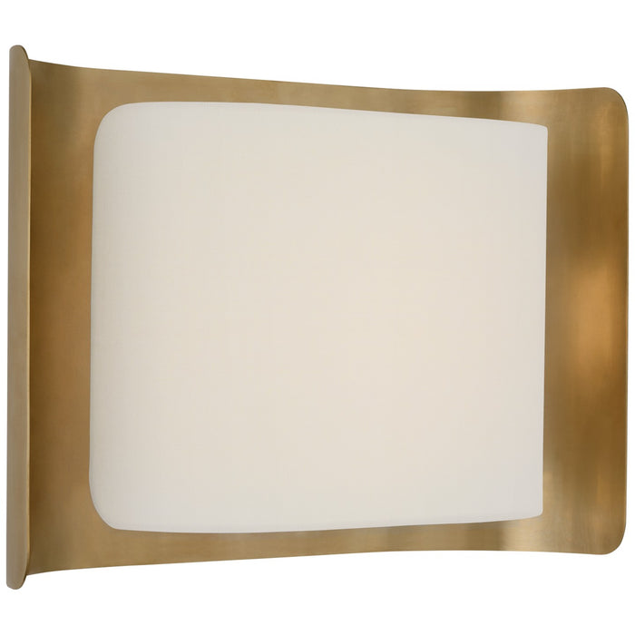Visual Comfort Signature WS 2071HAB/L LED Wall Sconce, Hand-Rubbed Antique Brass and Linen