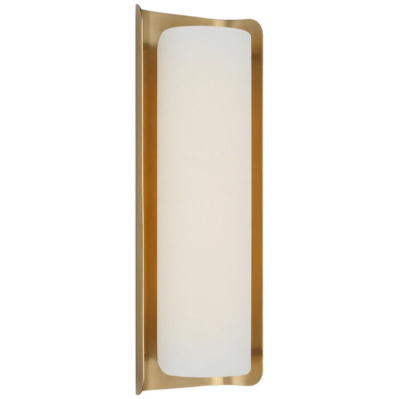 Visual Comfort Signature WS 2074HAB/L LED Wall Sconce, Hand-Rubbed Antique Brass and Linen