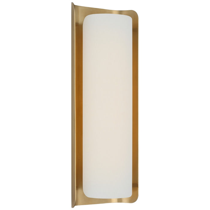 Visual Comfort Signature WS 2074HAB/L LED Wall Sconce, Hand-Rubbed Antique Brass and Linen