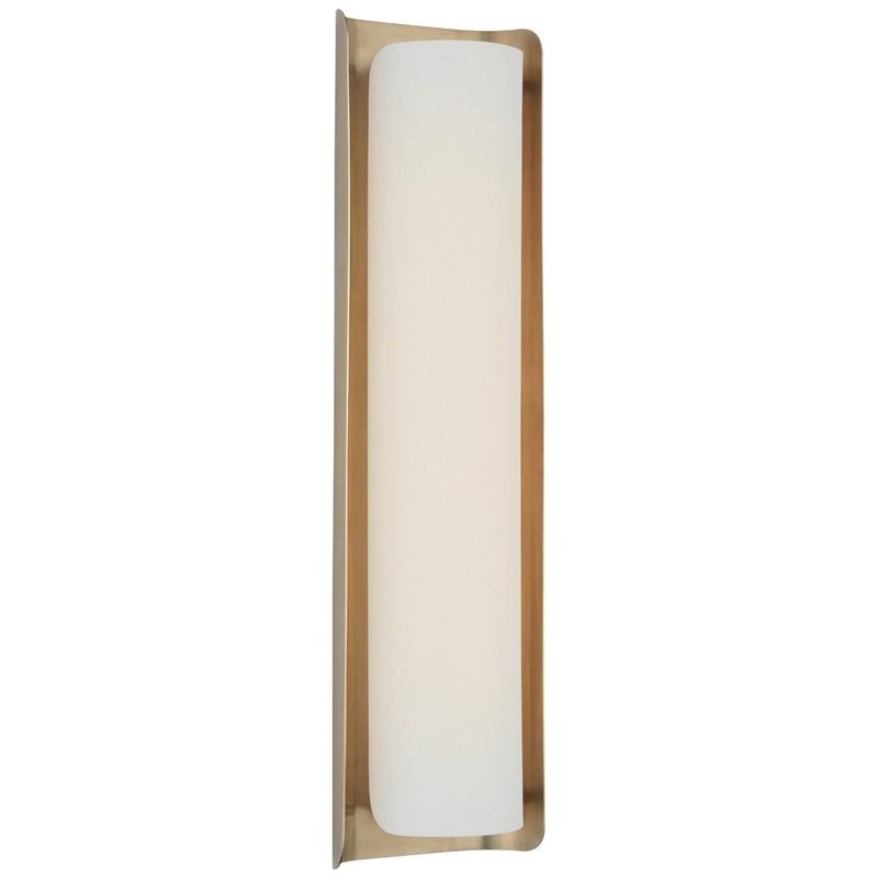 Visual Comfort Signature WS 2076HAB/L LED Wall Sconce, Hand-Rubbed Antique Brass and Linen