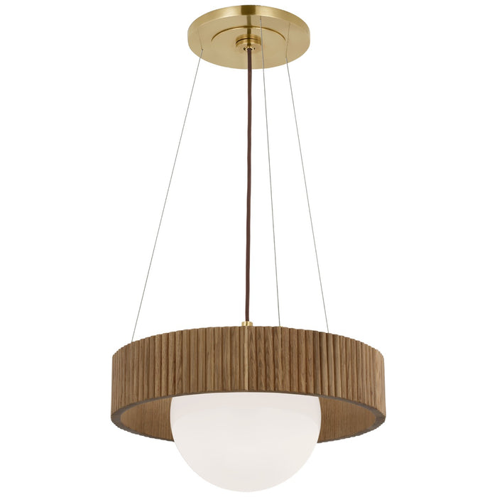 Visual Comfort Signature WS 5000HAB/NO-WG LED Chandelier, Hand-Rubbed Antique Brass and White Glass