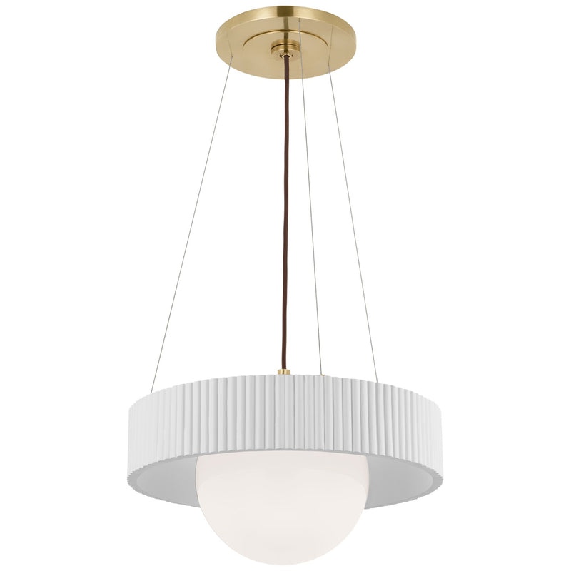 Visual Comfort Signature WS 5000HAB/WHT-WG LED Chandelier, Hand-Rubbed Antique Brass and White Glass