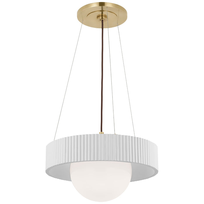 Visual Comfort Signature WS 5000HAB/WHT-WG LED Chandelier, Hand-Rubbed Antique Brass and White Glass