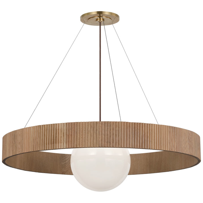 Visual Comfort Signature WS 5001HAB/NO-WG LED Chandelier, Hand-Rubbed Antique Brass and White Glass