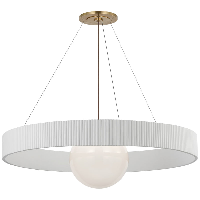 Visual Comfort Signature WS 5001HAB/WHT-WG LED Chandelier, Hand-Rubbed Antique Brass and White Glass