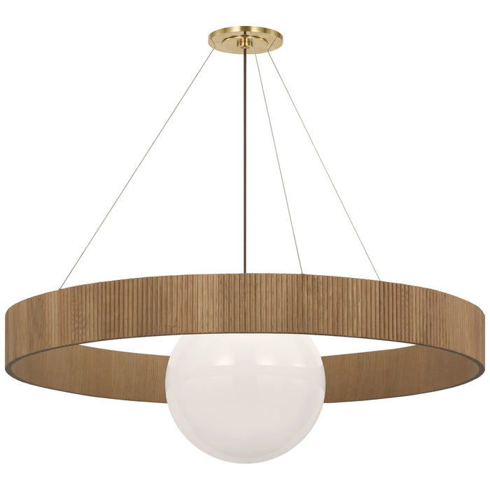 Visual Comfort Signature WS 5002HAB/NO-WG LED Chandelier, Hand-Rubbed Antique Brass and White Glass